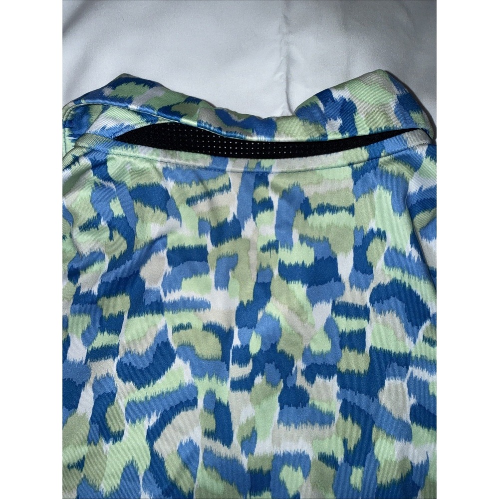 Nike Golf Polo Shirt Mens M White/Blue/Green Print LIMITED USE Front Back Swoosh - Picture 7 of 9